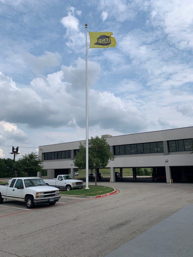 60-Foot Flag Pole Displays Custom Flag For ESAB In Denton, TX